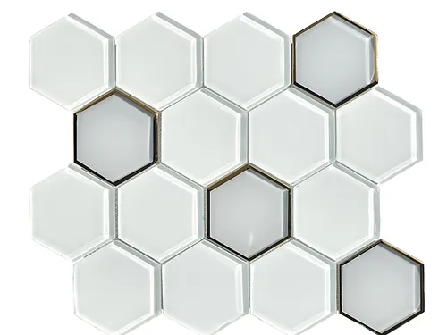 GFL21 White Glass & Gold Glazed Glass Mosaic