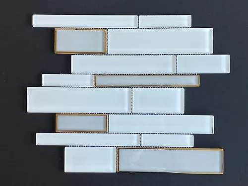 GFL31 White Glass & Gold Glazed Glass Mosaic